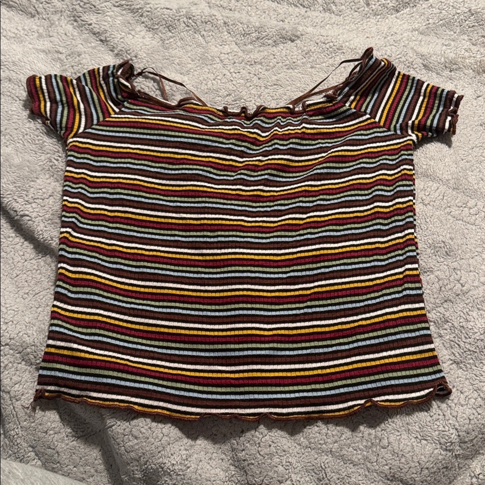Ambiance Multicolor Striped Crop Top - Picture 2 of 3
